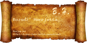 Bozsó Henrietta névjegykártya